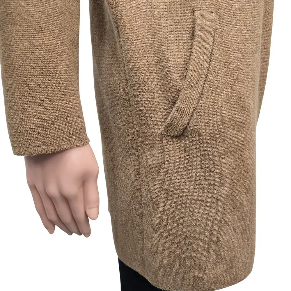 J. Crew Vanessa Cardigan Sweater Jacket Open Front Longline S Cotton Camel Tan